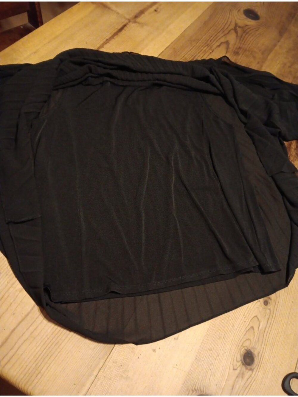 Roz & Ali Womens L Poncho Top Black Pleated Cold Shoulder Retro Elegant Evening - Picture 8 of 9
